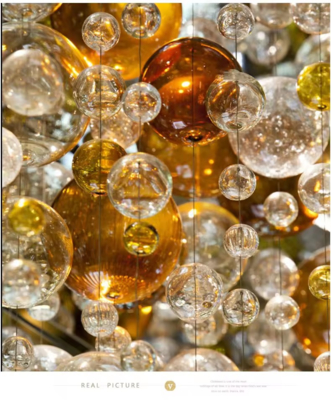 Modern Design Crystal Stone Chandelier for Home LED Glass Ball Lamp for Hotel Restaurant Mall Lobby AC Power Source