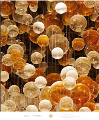 Modern Design Crystal Stone Chandelier for Home LED Glass Ball Lamp for Hotel Restaurant Mall Lobby AC Power Source