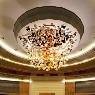 Modern Design Crystal Stone Chandelier for Home LED Glass Ball Lamp for Hotel Restaurant Mall Lobby AC Power Source