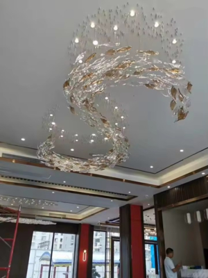 Non-standard Customized Glass Small Fish Hotel Lobby Lighting Sales Department Sand Table Chandelier