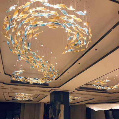 Non-standard Customized Glass Small Fish Hotel Lobby Lighting Sales Department Sand Table Chandelier