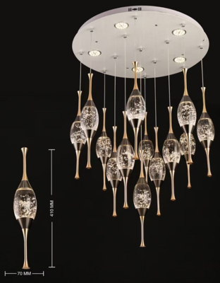 Villa Duplex Staircase Chandelier Long Chandelier Light Luxury Mermaid Crystal New Small Apartment Revolving Chandelier