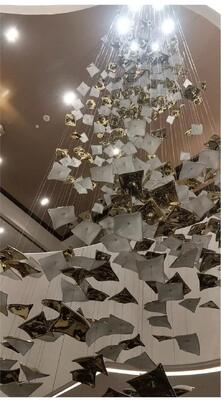 Nordic Modern Chandelier Staircase Ginko Leaf Chandelier Light for High Ceiling Staircase Loft Living Room