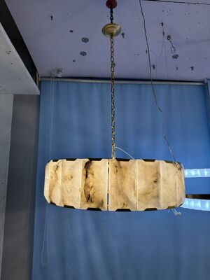 Luxury Natural Alabaster Marble Ring Pendant Light Round Chandelier for Villa Living Room Banquet Hall Spain Style