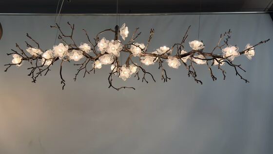 Modern Retro Handmade Glass Plate 8-Light Branch Pendant Chandelier with Antique Brass Finish