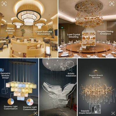 Customized Hotel Foyer LED Crystal Chandelier Grand Lobby Pendant Lighting Luxury Villa Club Decor