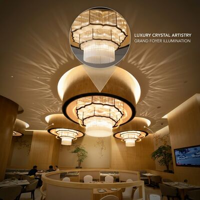 Bespoke Marble Multi-Layer Crystal Chandelier Custom Large Foyer Pendant Light Hotel Villa Club
