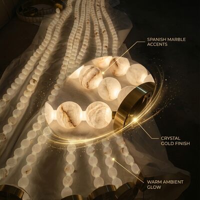 Spanish Marble Luxury Crystal Pendant Chandelier Light Custom Hanging Fixture Hotel Villa Decor