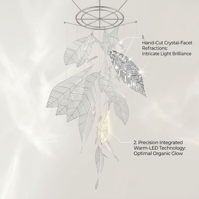 Crystal Tropical Leaf Branch Chandelier Luxury Contemporary Custom Pendant Lighting Organic Design Fixture