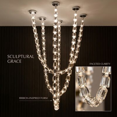 Tailor Made Crystal Ribbon Chandelier Modern European Chandeliers Luxury Custom Pendant Lighting For Hotel Lobby