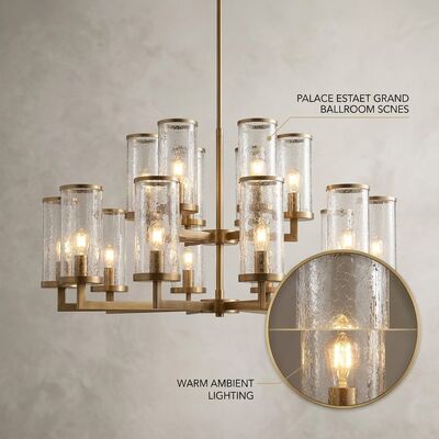 High Ceiling Chandelier Custom Made Crystal Ribbon European Style LED Pendant Light For Large Foyer Hall