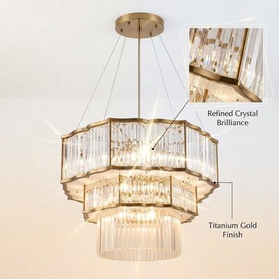Acrylic Pendant Light Custom Made Golden Metal Body Adjustable Color Temperature 3000-6500K For Modern Home