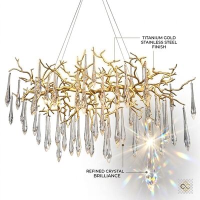 LED Pendant Light Custom Made Golden Metal Body Adjustable Color Temperature 3000-6500K Anti Rust For Home