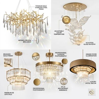 Golden Pendant Light Custom Made Metal Body Adjustable Color Temperature 3000-6500K Anti Rust For Bedroom