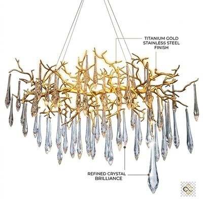 Hospitality Pendant Light Custom Made Golden Metal Body Adjustable Color Temperature 3000-6500K For Restaurant