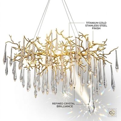 Villa Pendant Light Custom Made Golden Metal Body Adjustable Color Temperature 3000-6500K For Living Room