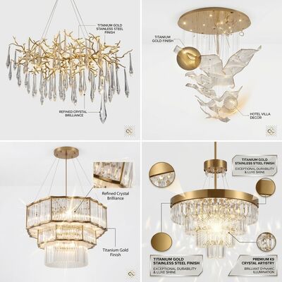 Custom Project Pendant Light Golden Metal Body Adjustable Color Temperature 3000-6500K For Architect Design