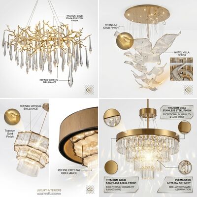 Brass Custom Pendant Light Golden Metal Body Adjustable Color Temperature 3000-6500K For Entrance Hall