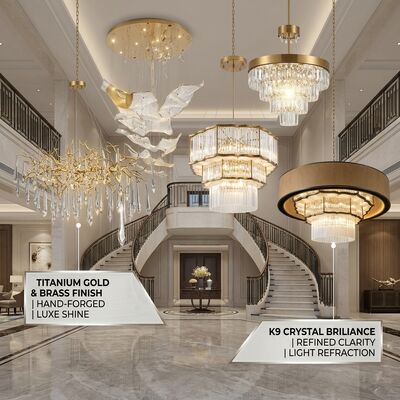 Acrylic Custom Pendant Light Golden Metal Body Adjustable Color Temperature 3000-6500K For Kitchen Island