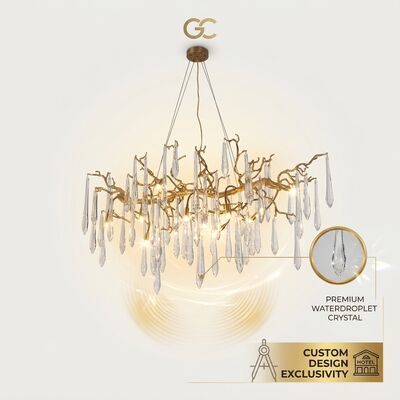Custom Crystal Ring Chandelier Circular Ceiling Pendant Light For Luxury Villa Living Room Hotel Lobby