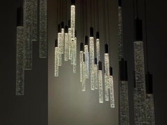 Pendant ChandelMinimalist luxury style cylindrical shade bed drop light crystal pendant liier Lights