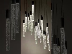 Hotel Corridor Staircase Crystal Tube Pendant Light Balcony Hallway Hanging Fixtures
