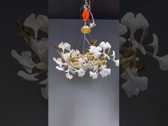 Creative Ceramic Ginkgo Leaf Chandelier Ceiling Light Adjusted Hanging Wire