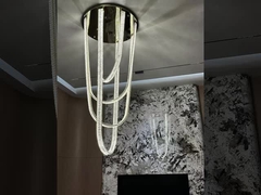 Multilayer High End Foyer Large Foyer Chandeliers Vertical Ring Pendant Light Rustproof