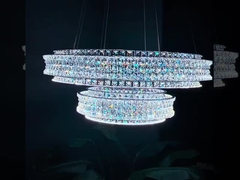 Modern 100cm Circular Ring Chandelier Indoor Gold Iron / Copper / Crystal Chandelier