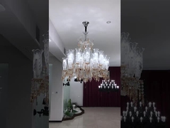 Nordic Style Custom Hotel Lobby Villa Banquet Hall LED Crystal Chandelier Pendant Light Stainless St