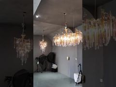 See Why Choose Villa Hotel Gold Crystal Chandelier Pendant Light L52*H33cm AC85V To 265V