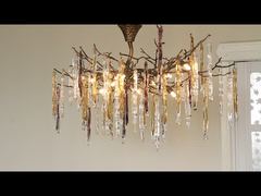 Introduce 80cm Adjustbale Wire Iron Crystal Chandelier Smoked Crystal Ceiling ISO9001 240V For You