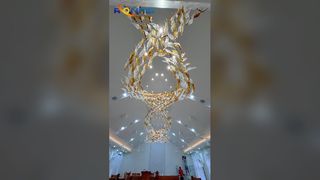 Customized Art Crystal Ribbon Chandelier for Banquet Halls Clubhouses Hotel Lobbies Sales Department