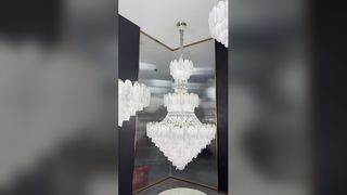 Factory Handcrafted Navy Blue Glass Chandelier with Brass Finish for Living Dining Room Bedroom Ligh