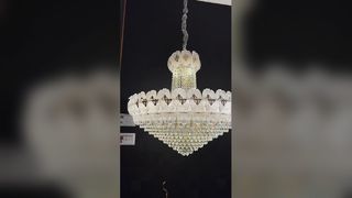 Exquisite Fuchsia Glass Prism Empire Chandelier Restaurant Table Decor Large Hanging Pendant Lights