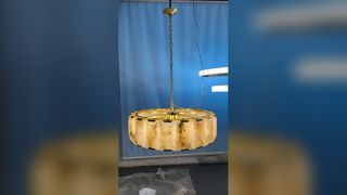 Iron Scagliola High End Pendant Lights With Marble Lampshade