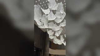 Custom  European Style Amber Glass Fallen Leaves Living Room Aesthetic Decorative Ceiling Lamps