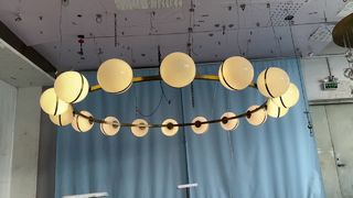 Modern Golden Chandelier Home Decoration Bedroom Living Room LED Ring Glass Pearl Hanging Lamp