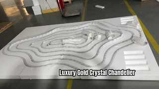 Custom Gold Crystal Ring Chandelier Large Contemporary Pendant Light High-End Club Villa Luxury Fixt