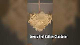Luxury Glass Bamboo Leaf Chandelier for High Ceilings