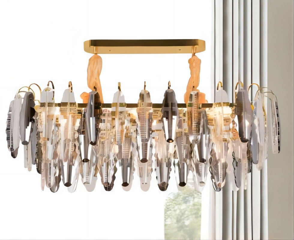 Customised Crystal Smoke Grey Pendant Light Rustproof For Senior Club