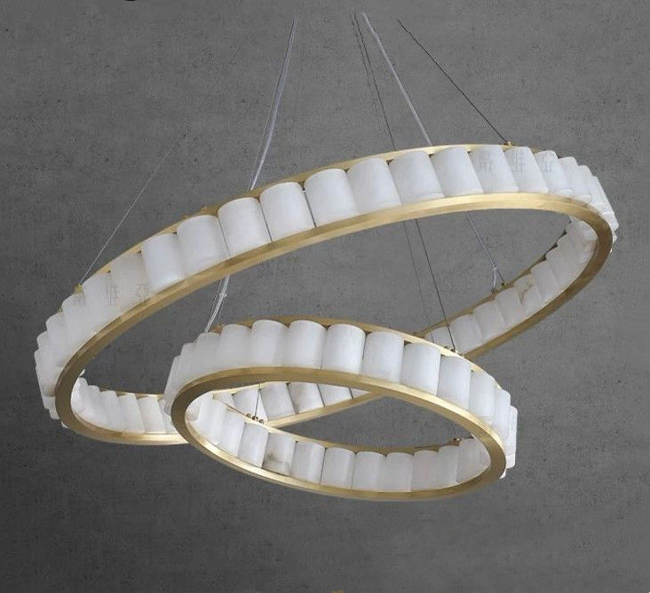 Customized Nordic Style Circular Lighting Alabaster Modern Pendant Light For Foyer And Staircase Area