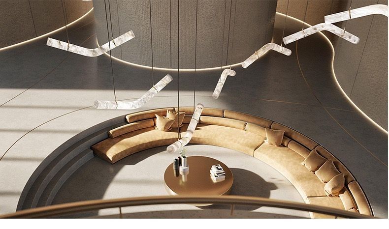 Modern Luxury LED Pendant Light Factory Price Large Alabaster Chandelier Designer Restaurant Hotel Office DIY Lighting Fixtures
