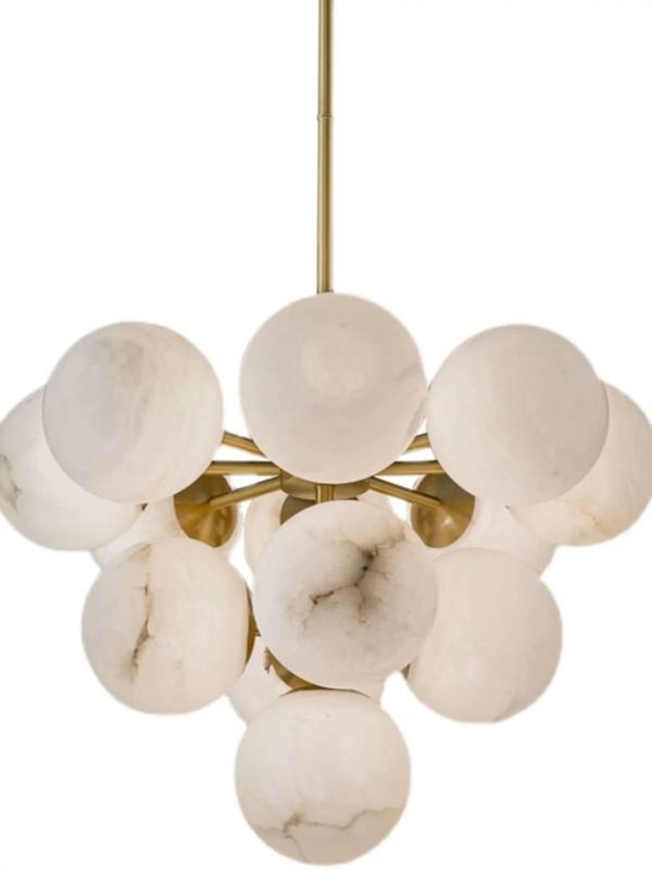 Luxury Home Decoration Alabaster Ball Modern Nordic Copper Chandelier Pendant Lights For Living Room Restaurant