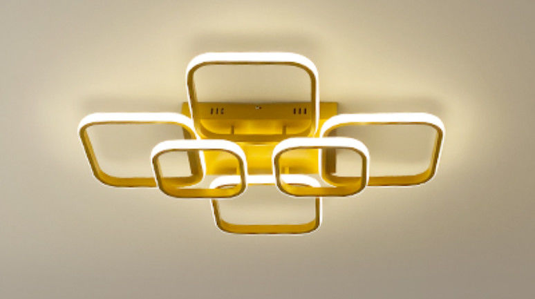 Remote Control Modern American Style Six Head Rectangular LED Study Acrylic Ceiling Light 2-
