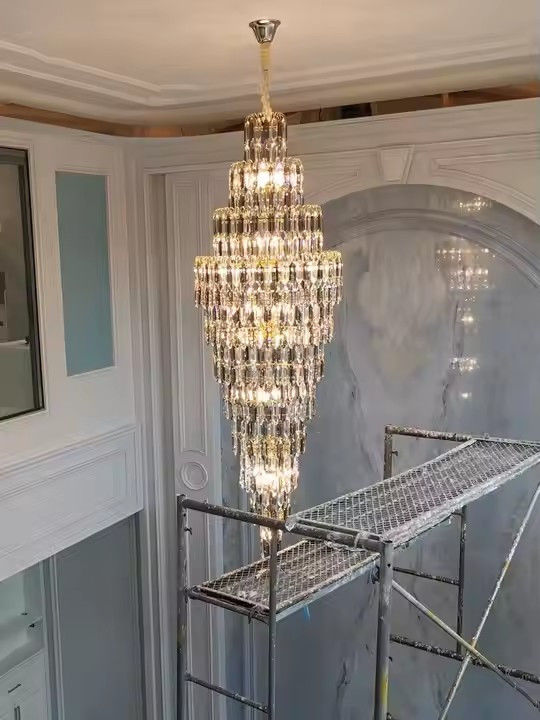 Custom Ceiling Lighting Pendant Lamp for Hotel Villa Staircase Home Decor Nordic Modern K9 Crystal Chandelier