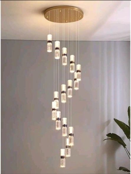 Luxury Crystal Stick Chandelier With Adjustable Height Stair Feature For Restaurant Hotel Or Villa Plug-in Light Source