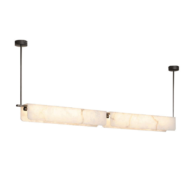 ﻿ Copper Marble Lamp Bedroom Bedside Chandelier Modern New Chinese Simple Restaurant bar Long Barrel Designer Pendant Light