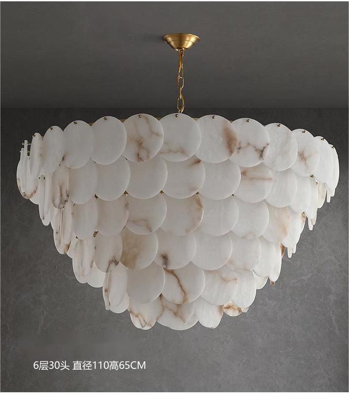 Nordic Decoration Luxury Marble Home Hanging Alabaster Modern Brass Light Luxury Chandeliers