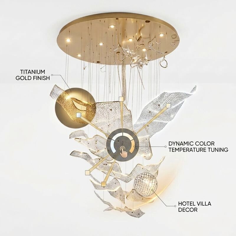 LED Pendant Light Custom Made Golden Metal Body Adjustable Color Temperature 3000-6500K Anti Rust For Home